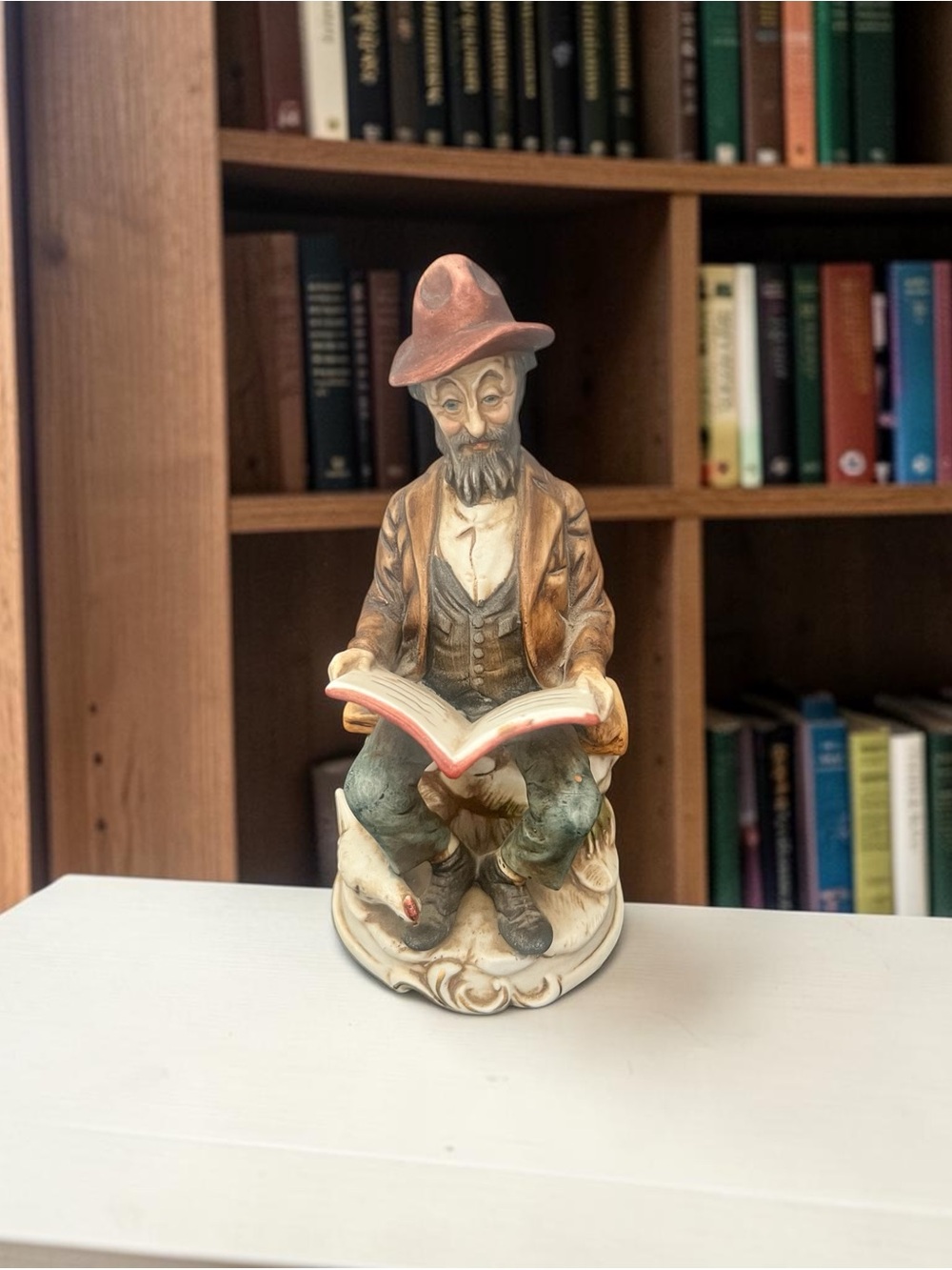 Vintage Ceramic Old Man reading a book Figurine
